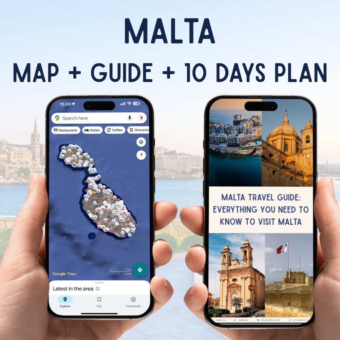 Discover Malta bundle: Guide + Interactive Map - Maps by Ema