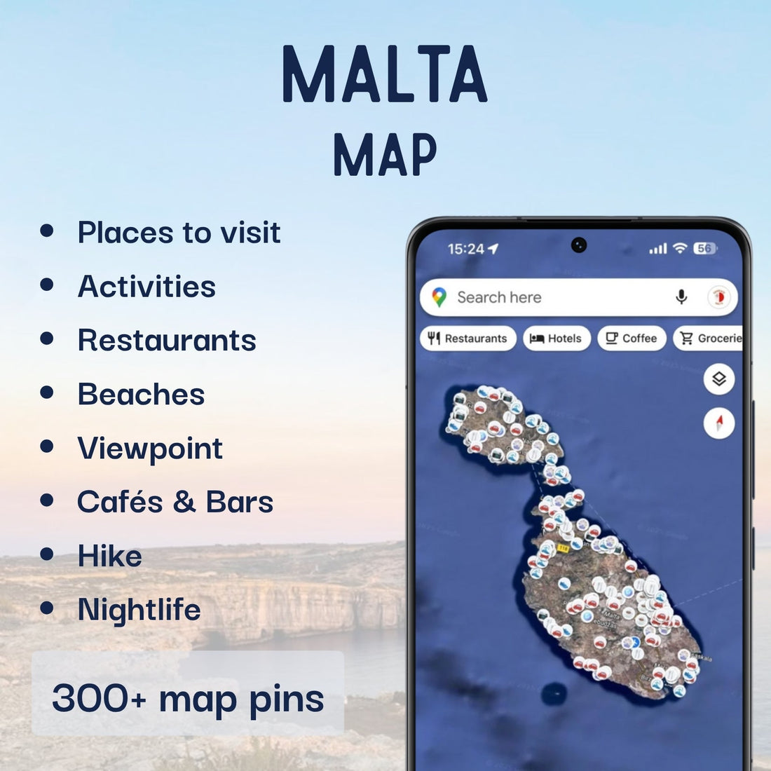 Discover Malta bundle: Guide + Interactive Map - Maps by Ema