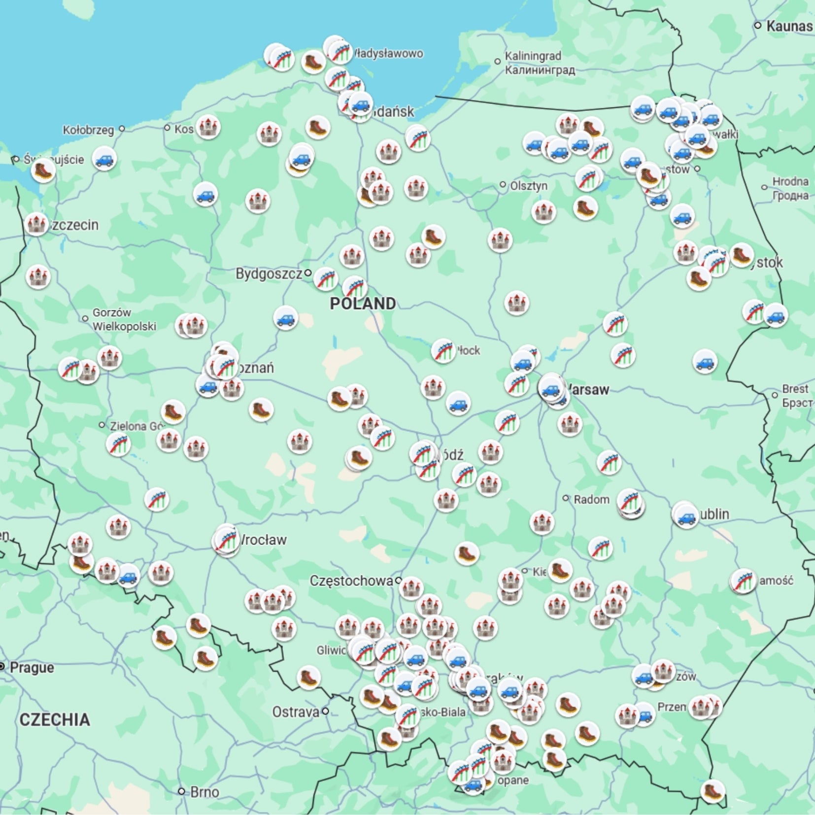 Poland Sightseeing Map - Maps by Ema