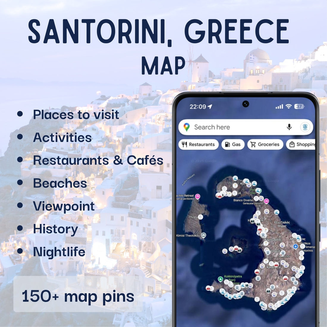 Santorini Tourist Map - Maps by Ema