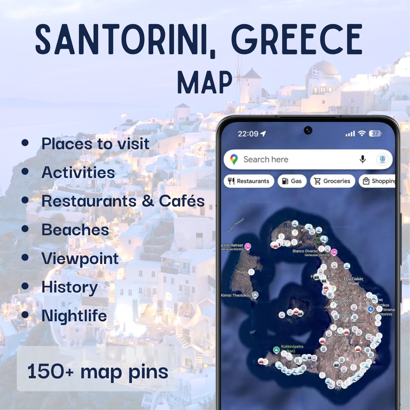 Santorini Tourist Map - Maps by Ema