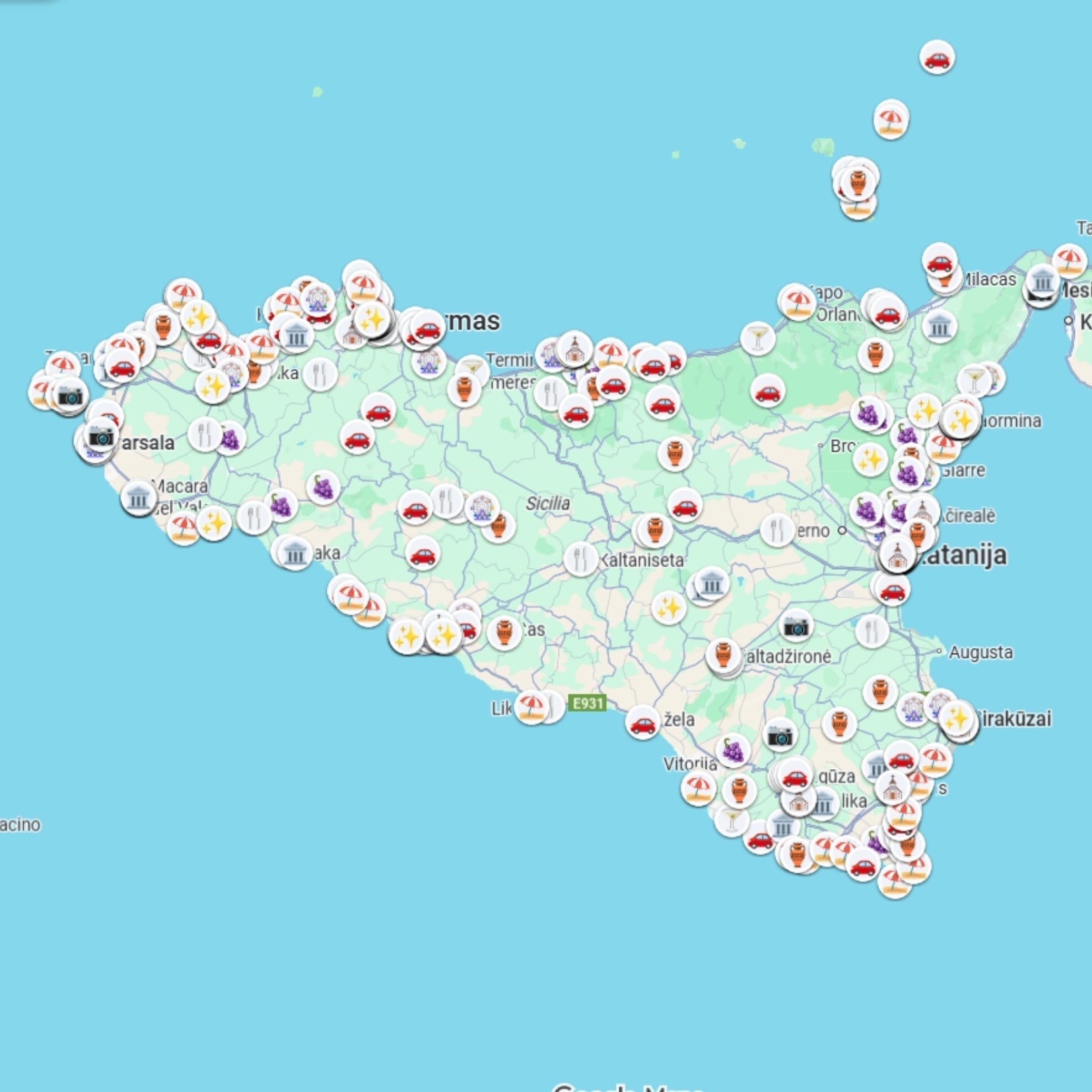 Sicily Tourist Map - Maps by Ema