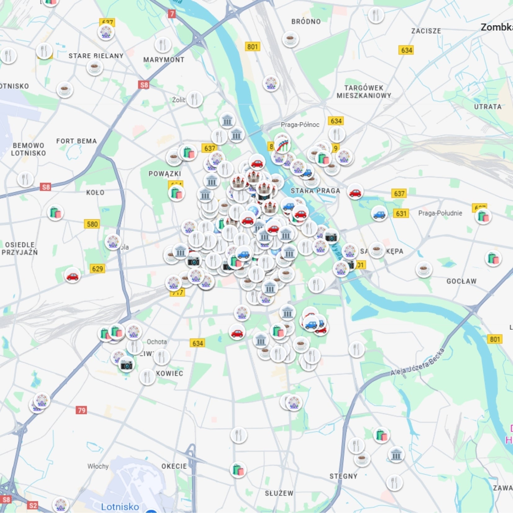 Warsaw Tourist Attractions Map - Maps by Ema