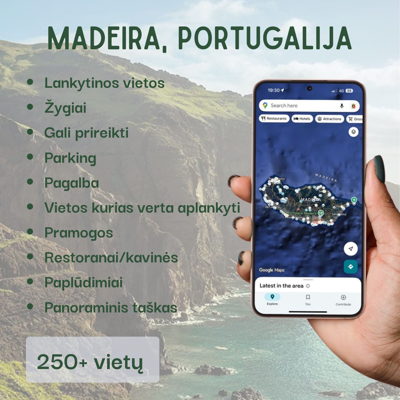 Madeira lankytinos vietos žemėlapis