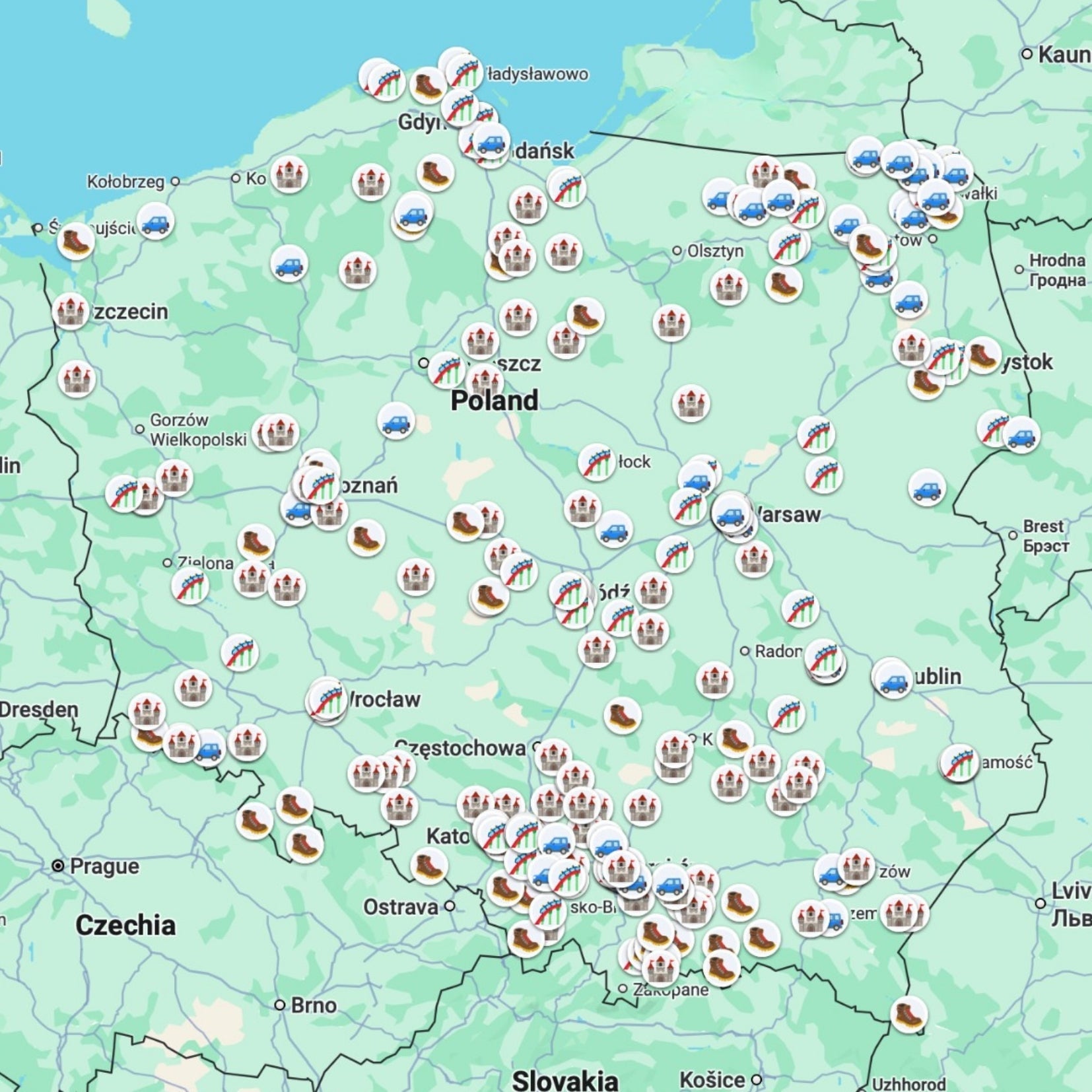 Poland Sightseeing Map - Maps by Ema