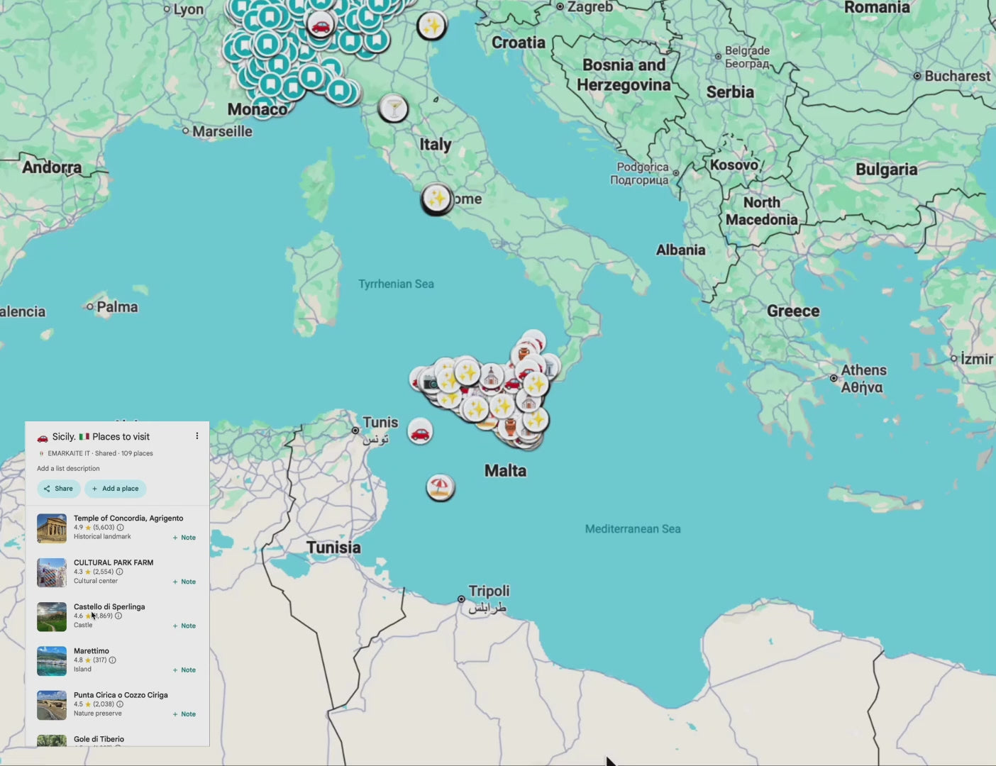Sicily Travel Map