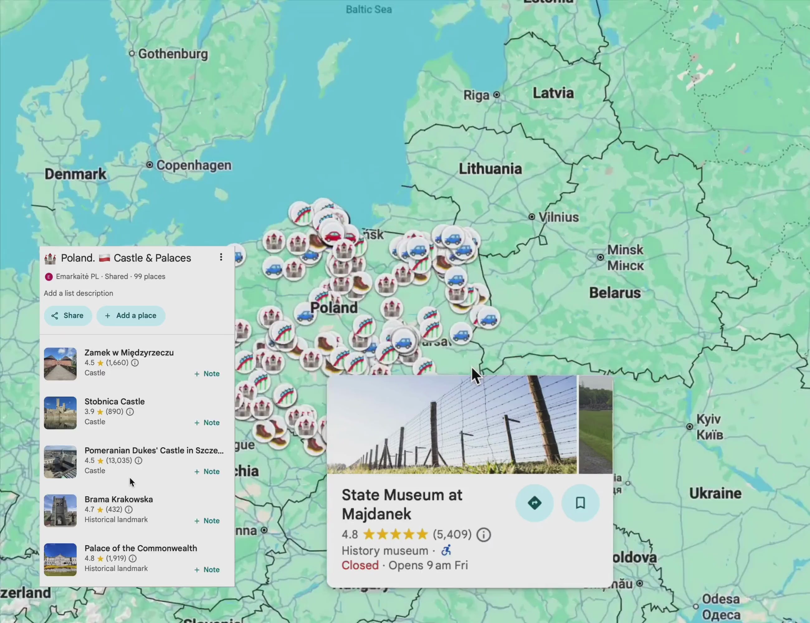 Poland Sightseeing Map