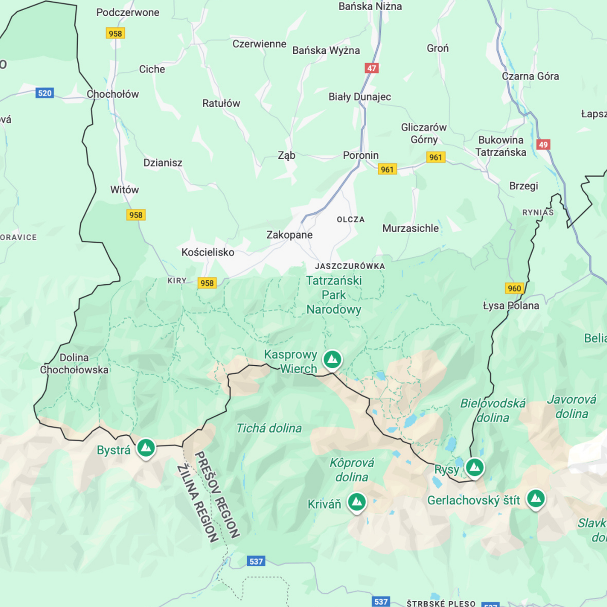 Zakopane map before preview